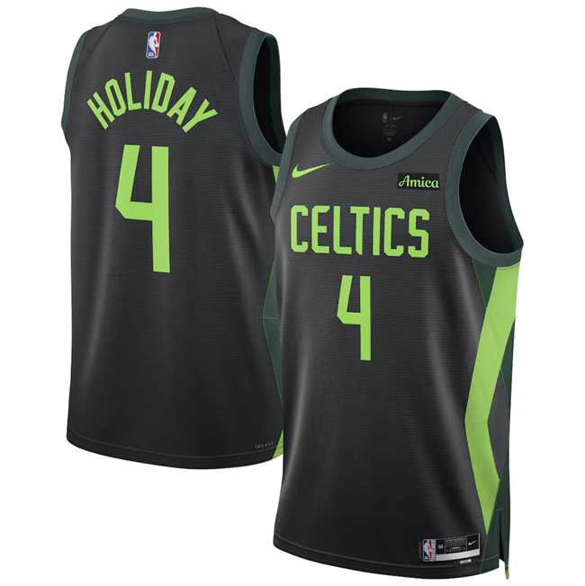 Mens Boston Celtics #4 Jrue Holiday Black 2024-25 City Edition Stitched Jersey Dzhi